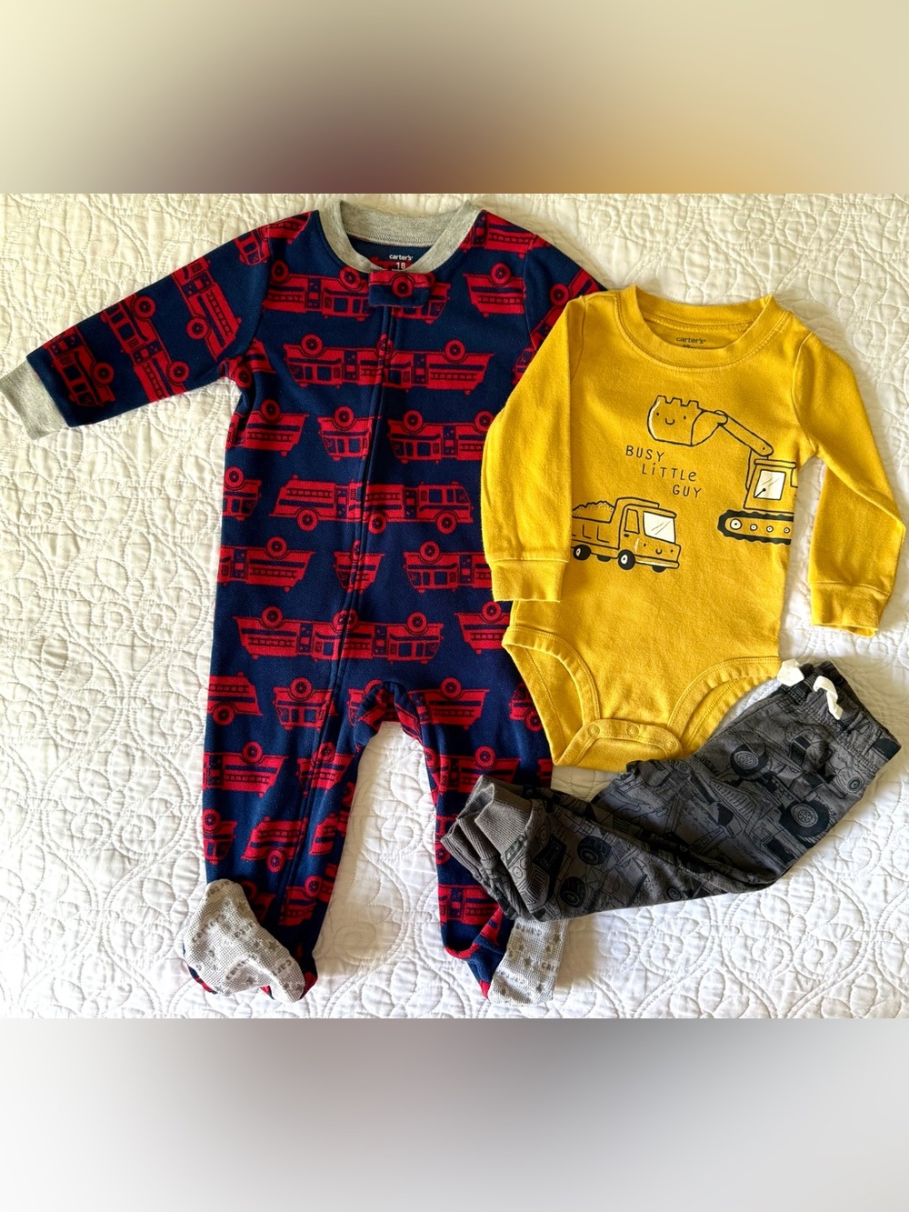 Baby Boy 18M Carter's Set Bundle Footed Fleece One
Piece